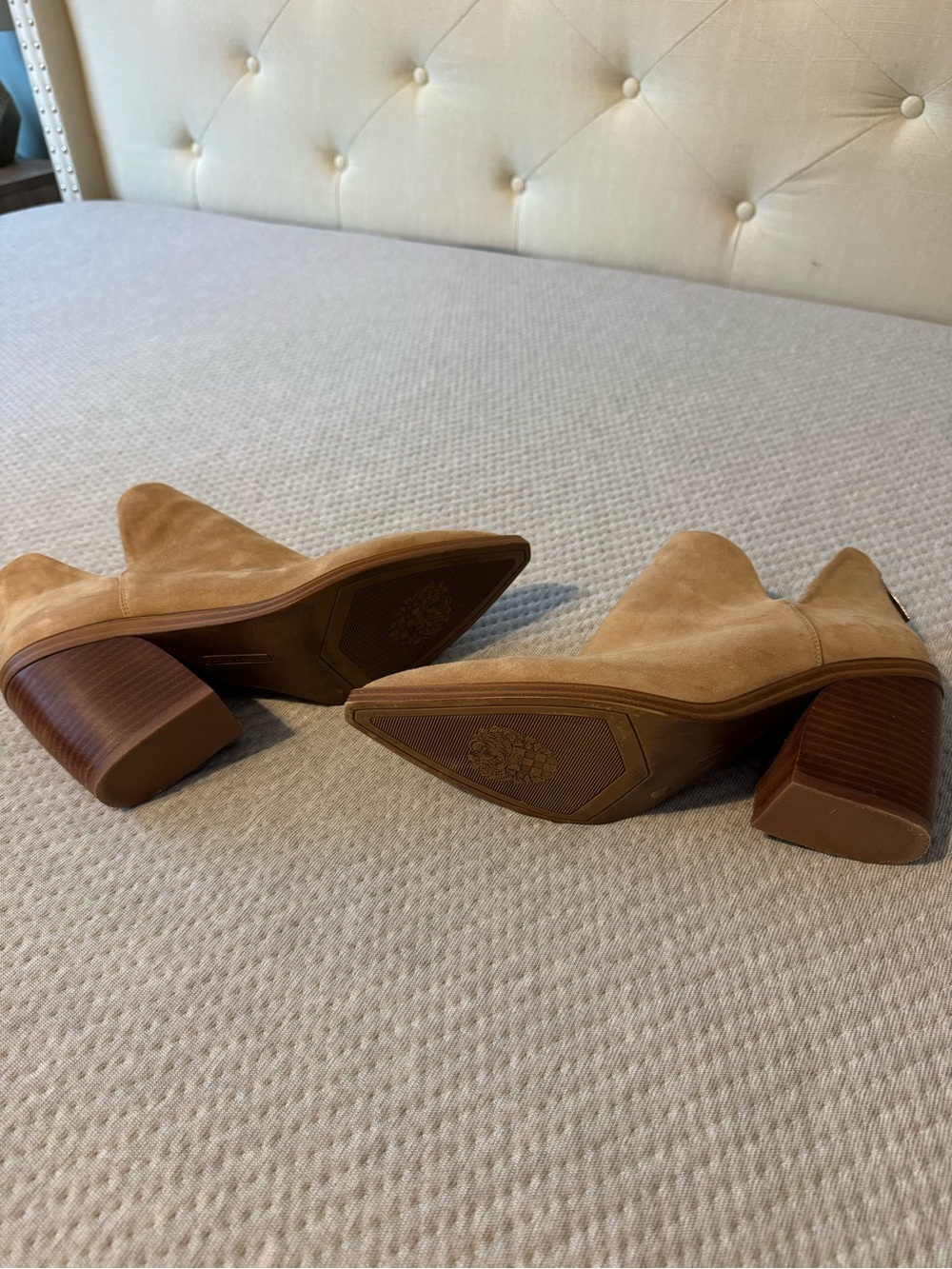 Vince Camuto Camel Suede Pointed Ankle Booties - Picture 2 of 7